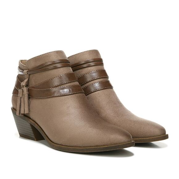 LifeStride Women's Paloma Ankle Bootie Brown Side Zip Block Heel Boots Size 7.5M - Picture 1 of 15